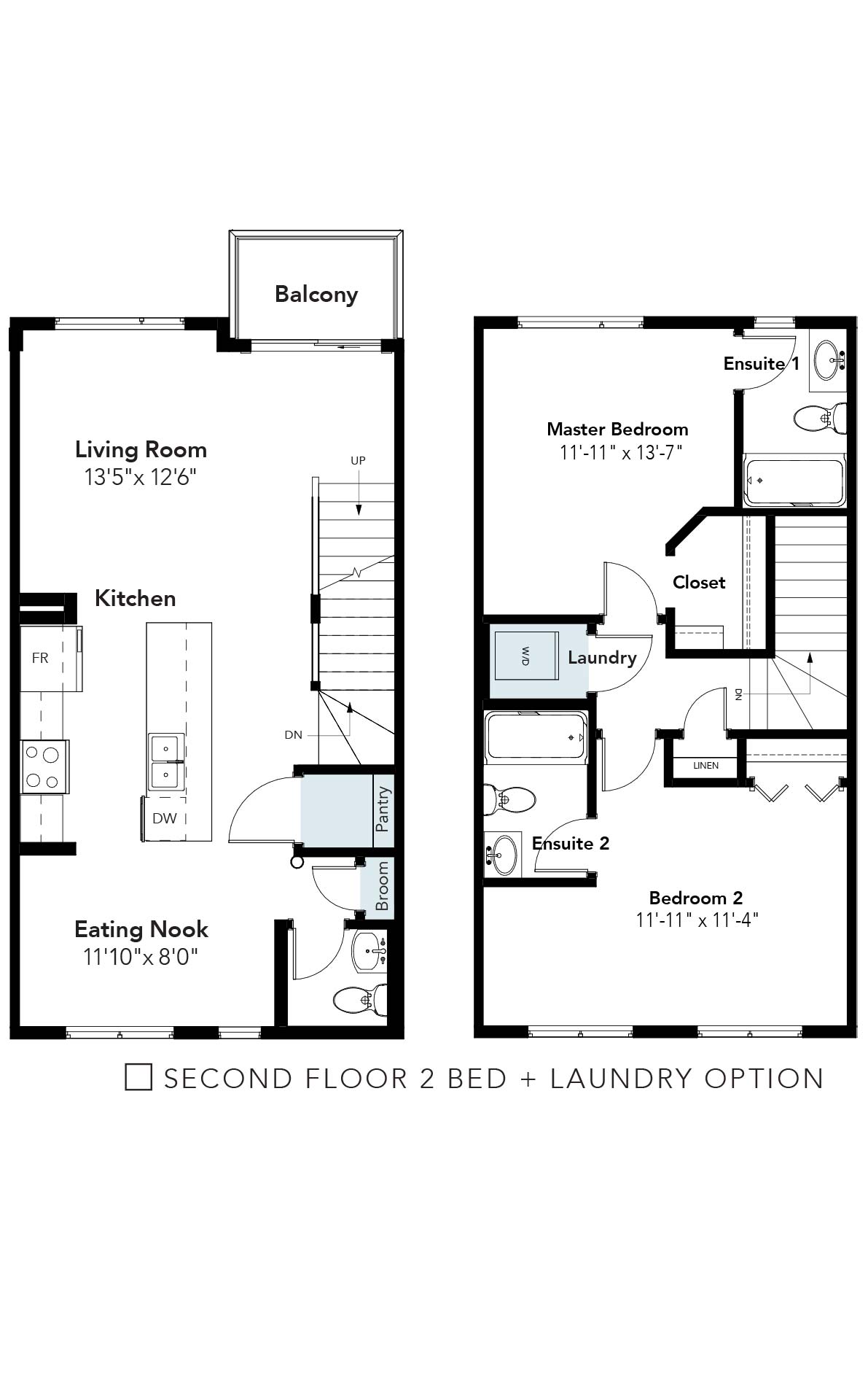 Emerson Second Floor 2 Bedroom + Laundry Option